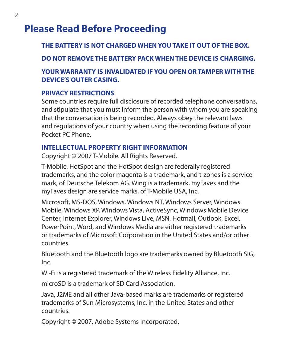 Please read before proceeding | ArcSoft Wing HERA110 User Manual | Page 2 / 258