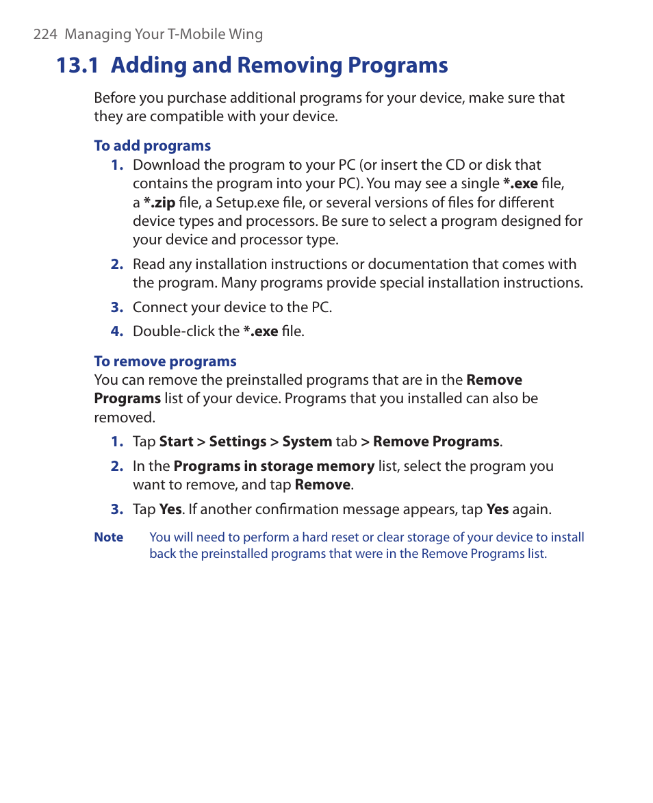 1 adding and removing programs | ArcSoft Wing HERA110 User Manual | Page 224 / 258