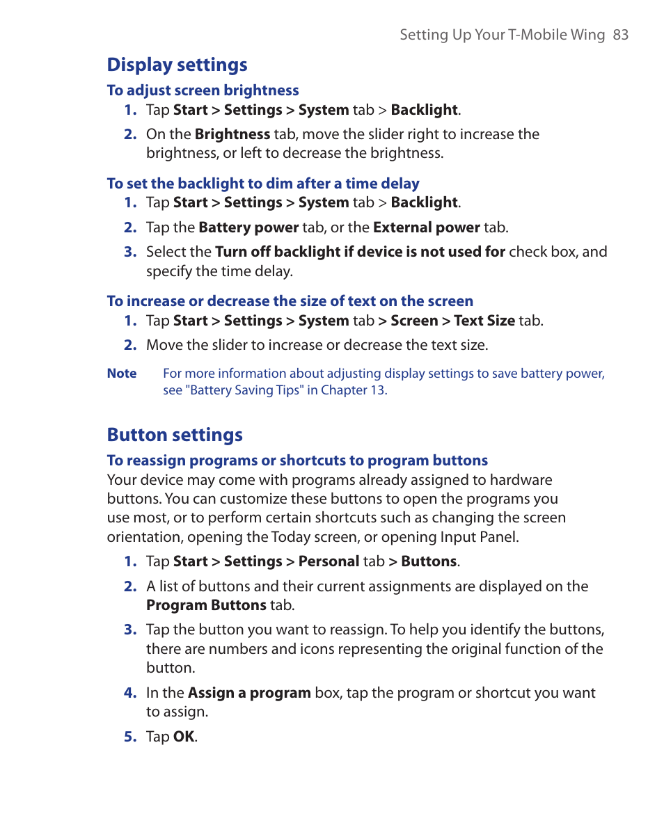 Display settings, Button settings | ArcSoft Wing HERA110 User Manual | Page 83 / 258