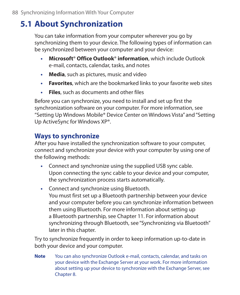 1 about synchronization, Ways to synchronize | ArcSoft Wing HERA110 User Manual | Page 88 / 258
