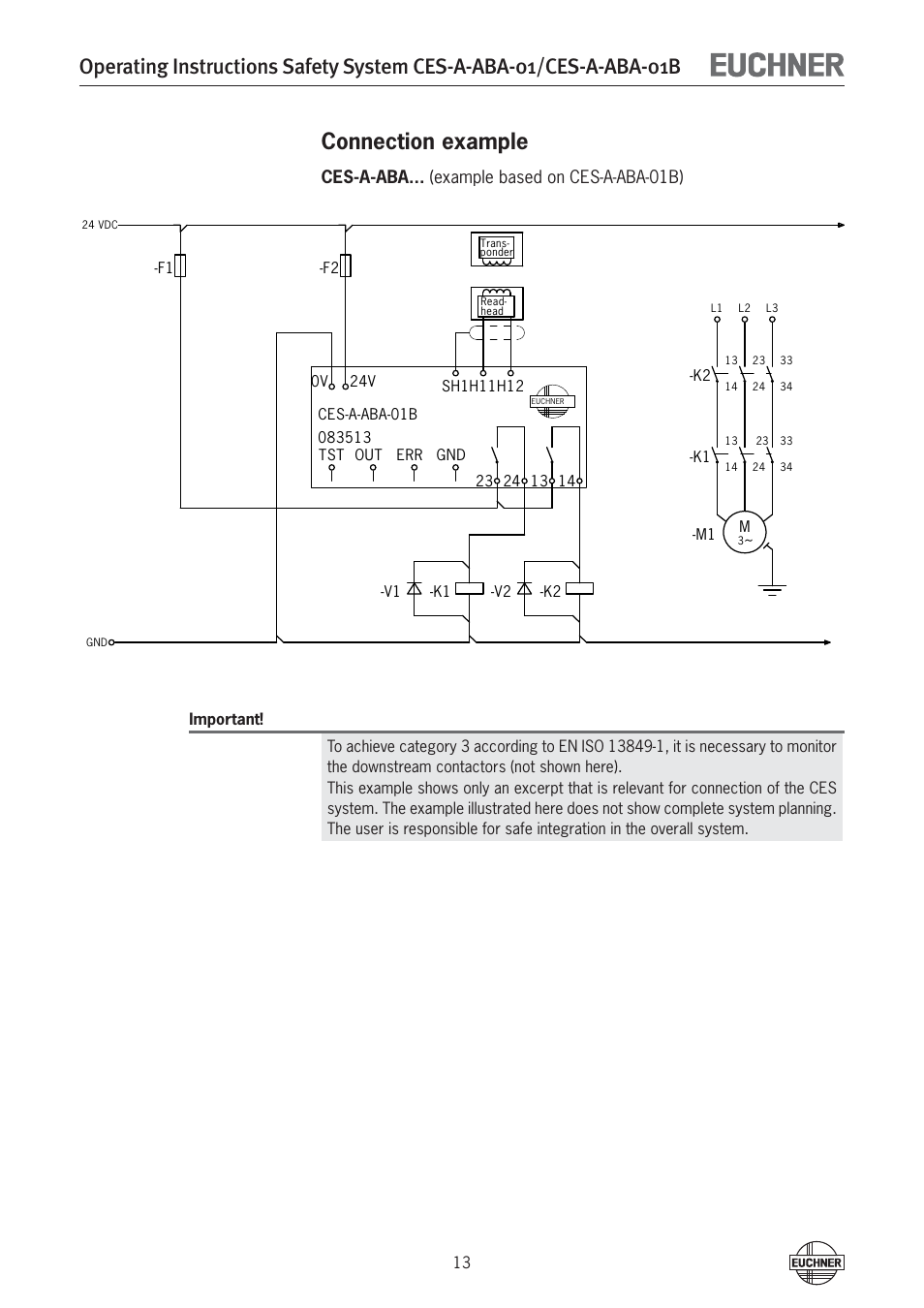 Connection example | EUCHNER CES-A-ABA-01B (Unicode) User Manual | Page 13 / 42