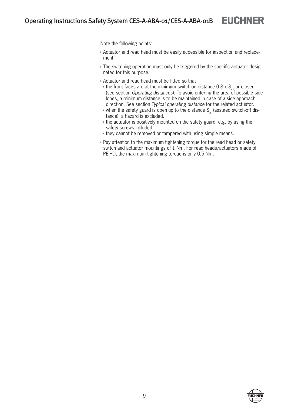 EUCHNER CES-A-ABA-01B (Unicode) User Manual | Page 9 / 42