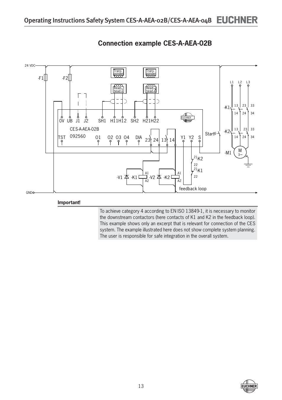 Connection example ces-a-aea-02b | EUCHNER CES-A-AEA-04B (Unicode) User Manual | Page 13 / 44