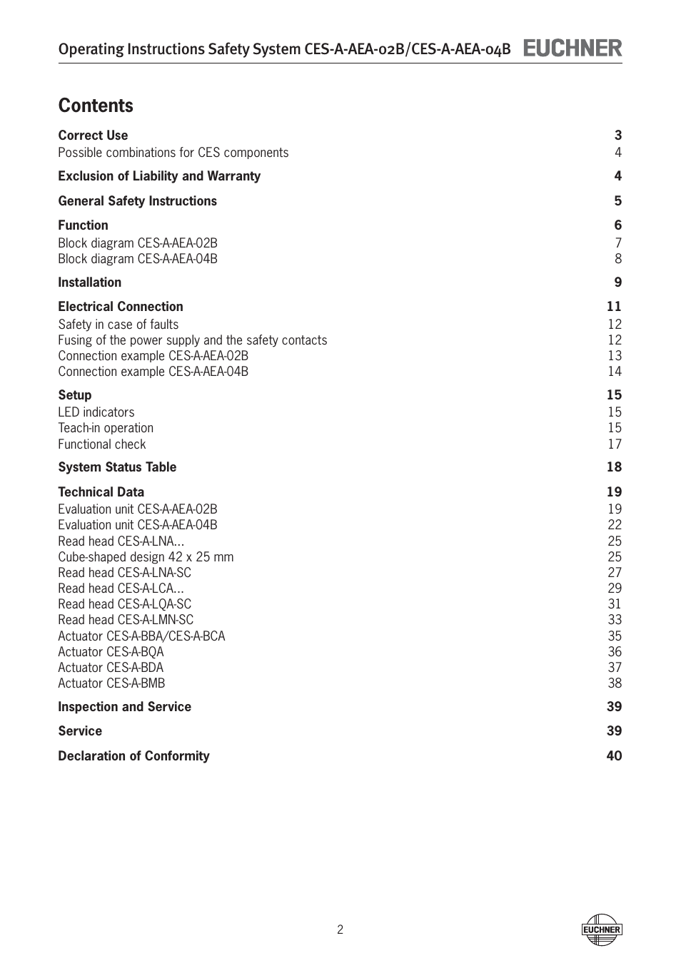 EUCHNER CES-A-AEA-04B (Unicode) User Manual | Page 2 / 44