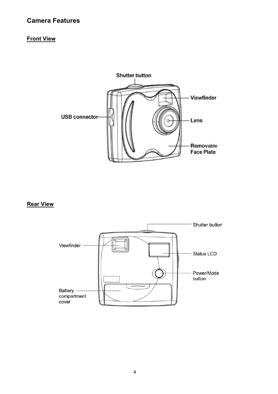 Camera features | ArcSoft Go Vision 3-in-1 Mini Camera User Manual | Page 4 / 22