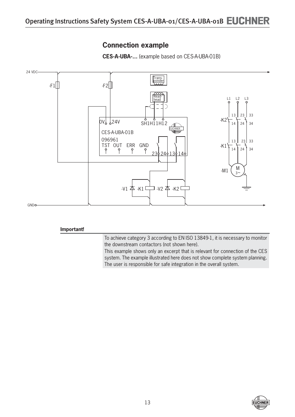 Connection example | EUCHNER CES-A-UBA-01B (Multicode) User Manual | Page 13 / 40