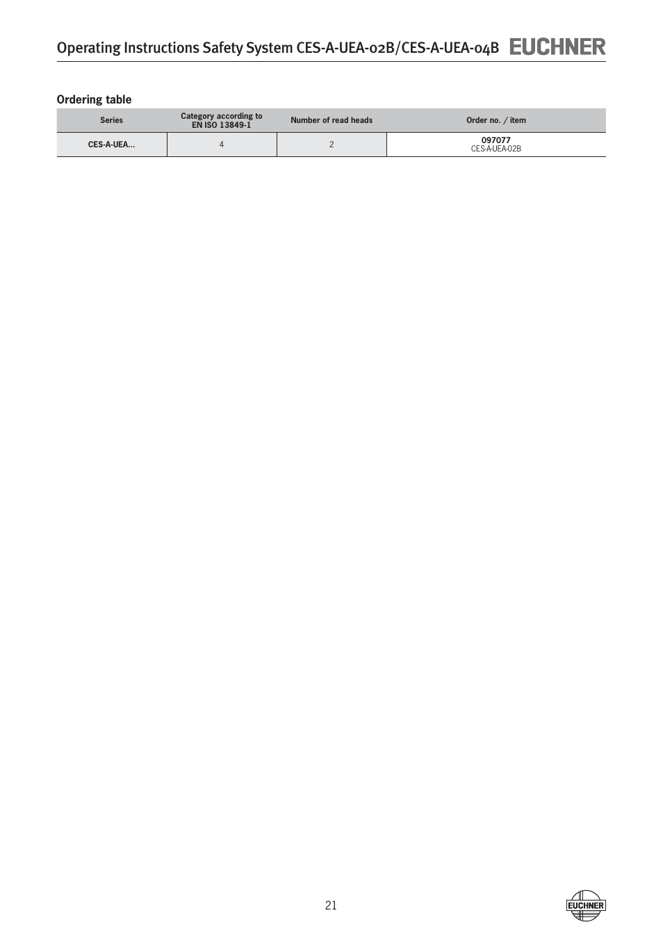 EUCHNER CES-A-UEA-04B (Multicode) User Manual | Page 21 / 44