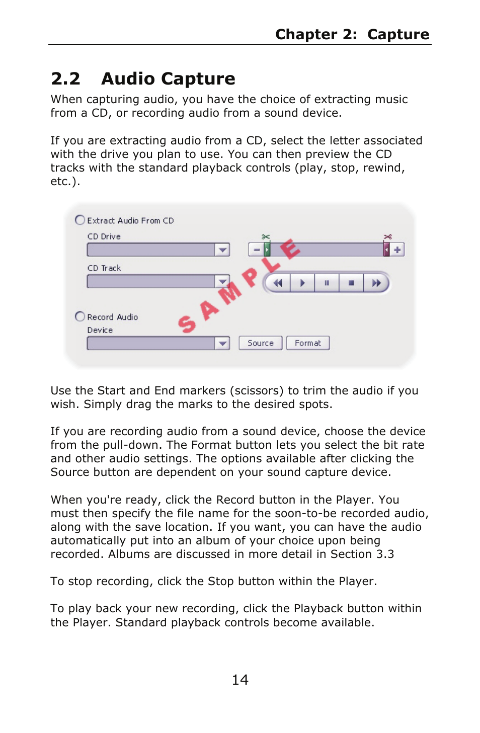 2 audio capture | ArcSoft SHOWBIZ 2 User Manual | Page 18 / 99