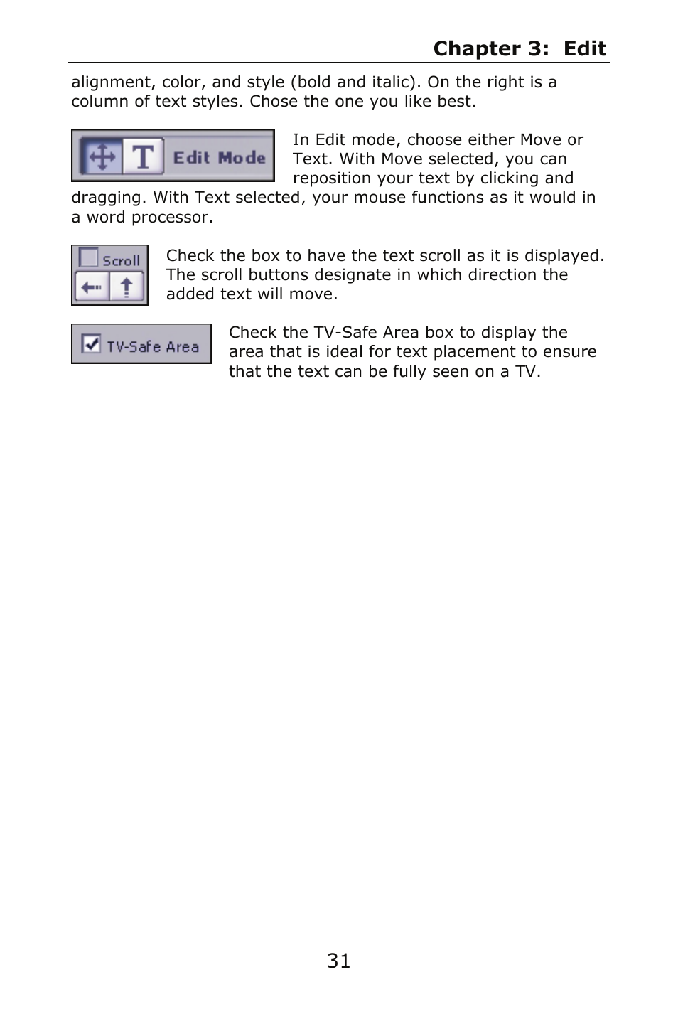 Chapter 3: edit 31 | ArcSoft SHOWBIZ 2 User Manual | Page 35 / 99
