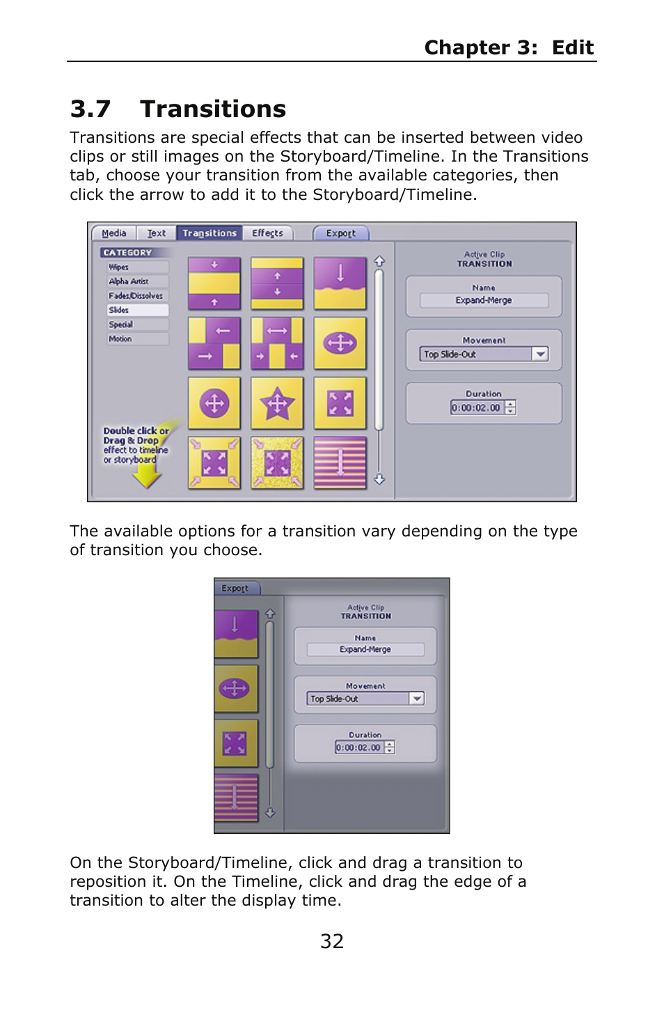 7 transitions | ArcSoft SHOWBIZ 2 User Manual | Page 36 / 99