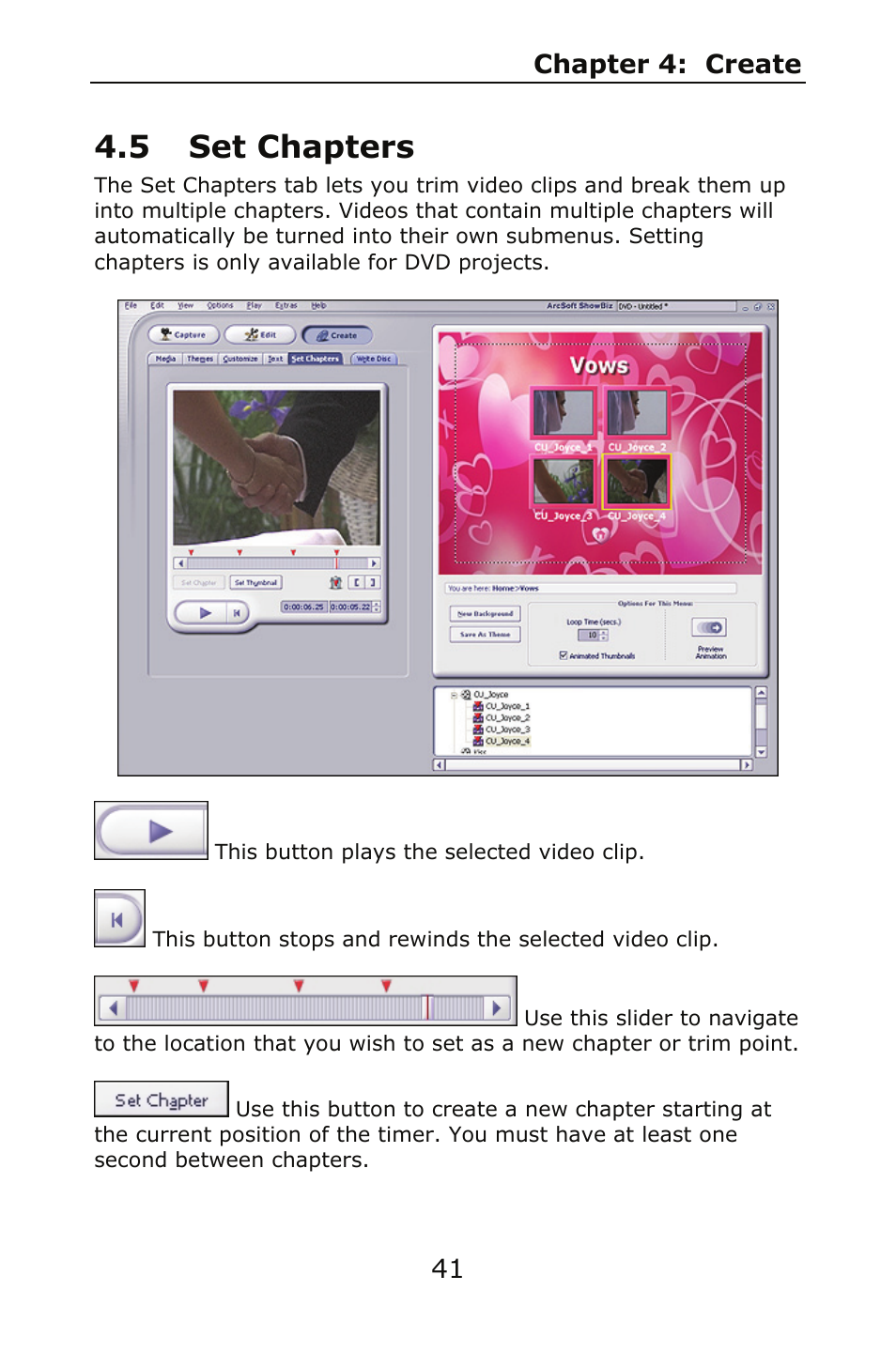 5 set chapters | ArcSoft SHOWBIZ 2 User Manual | Page 45 / 99