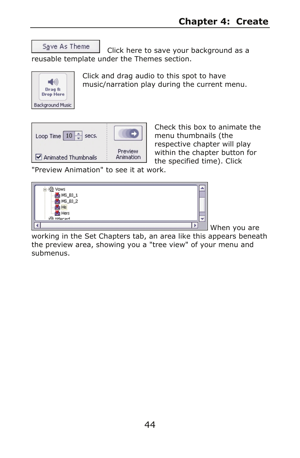 Chapter 4: create 44 | ArcSoft SHOWBIZ 2 User Manual | Page 48 / 99