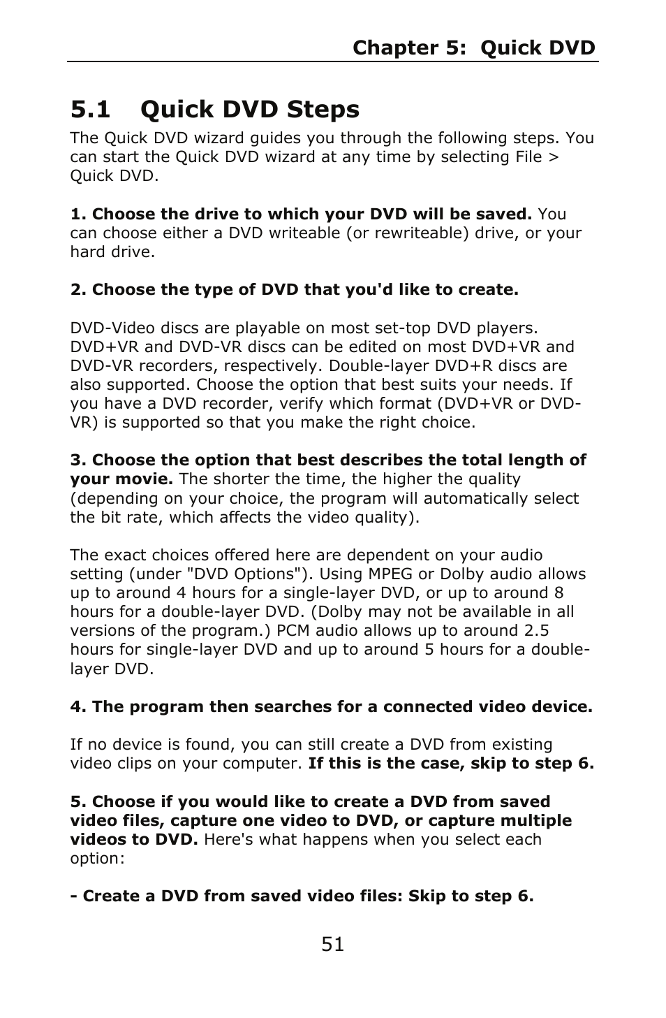 1 quick dvd steps | ArcSoft SHOWBIZ 2 User Manual | Page 55 / 99