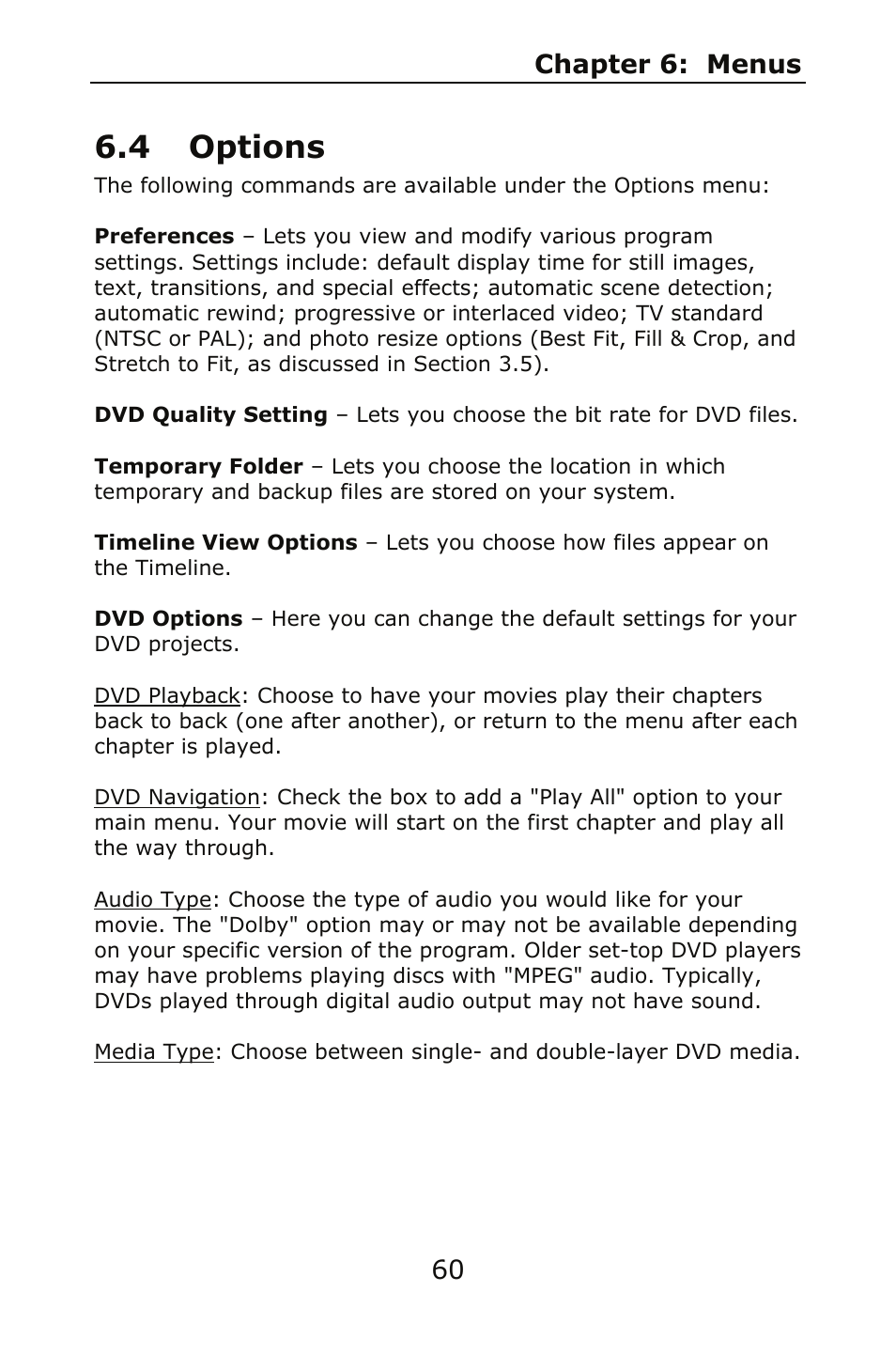 4 options | ArcSoft SHOWBIZ 2 User Manual | Page 64 / 99