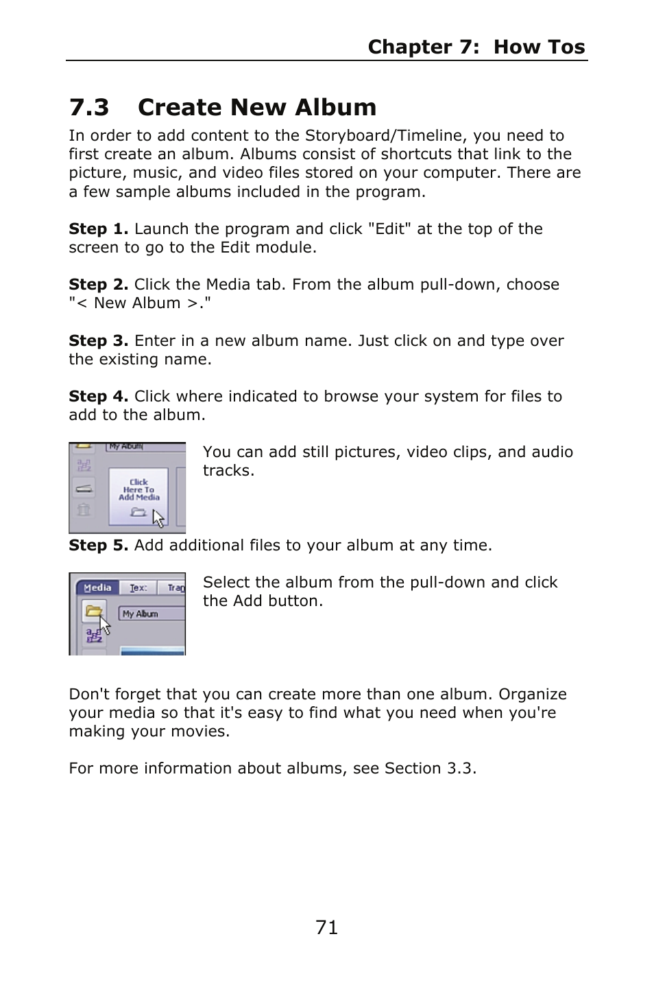 3 create new album | ArcSoft SHOWBIZ 2 User Manual | Page 75 / 99