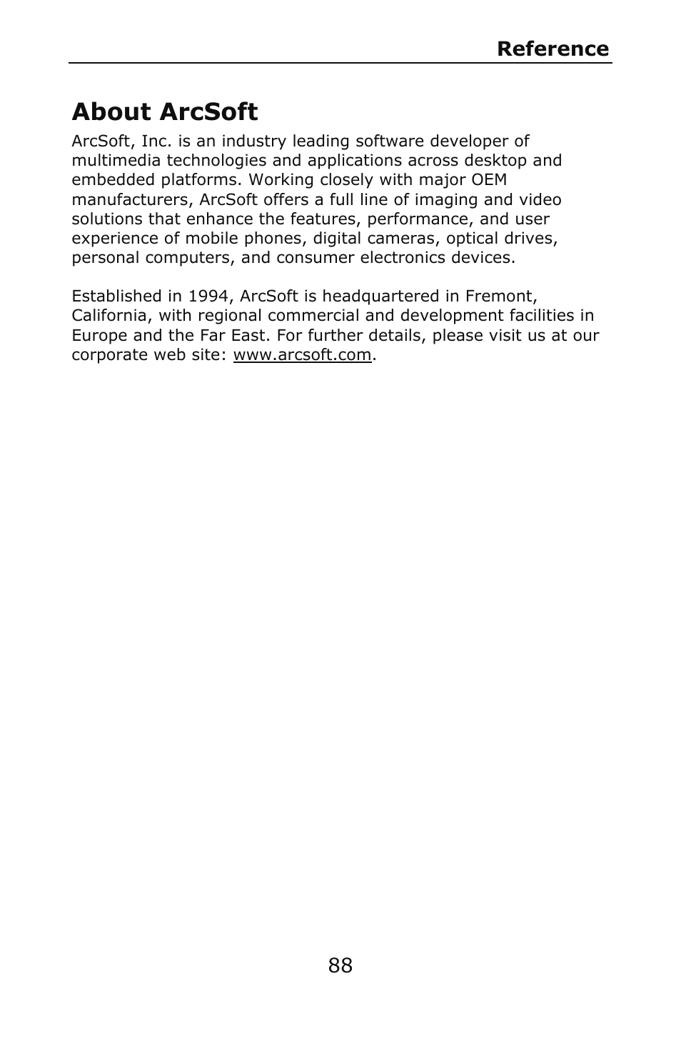 About arcsoft | ArcSoft SHOWBIZ 2 User Manual | Page 93 / 99