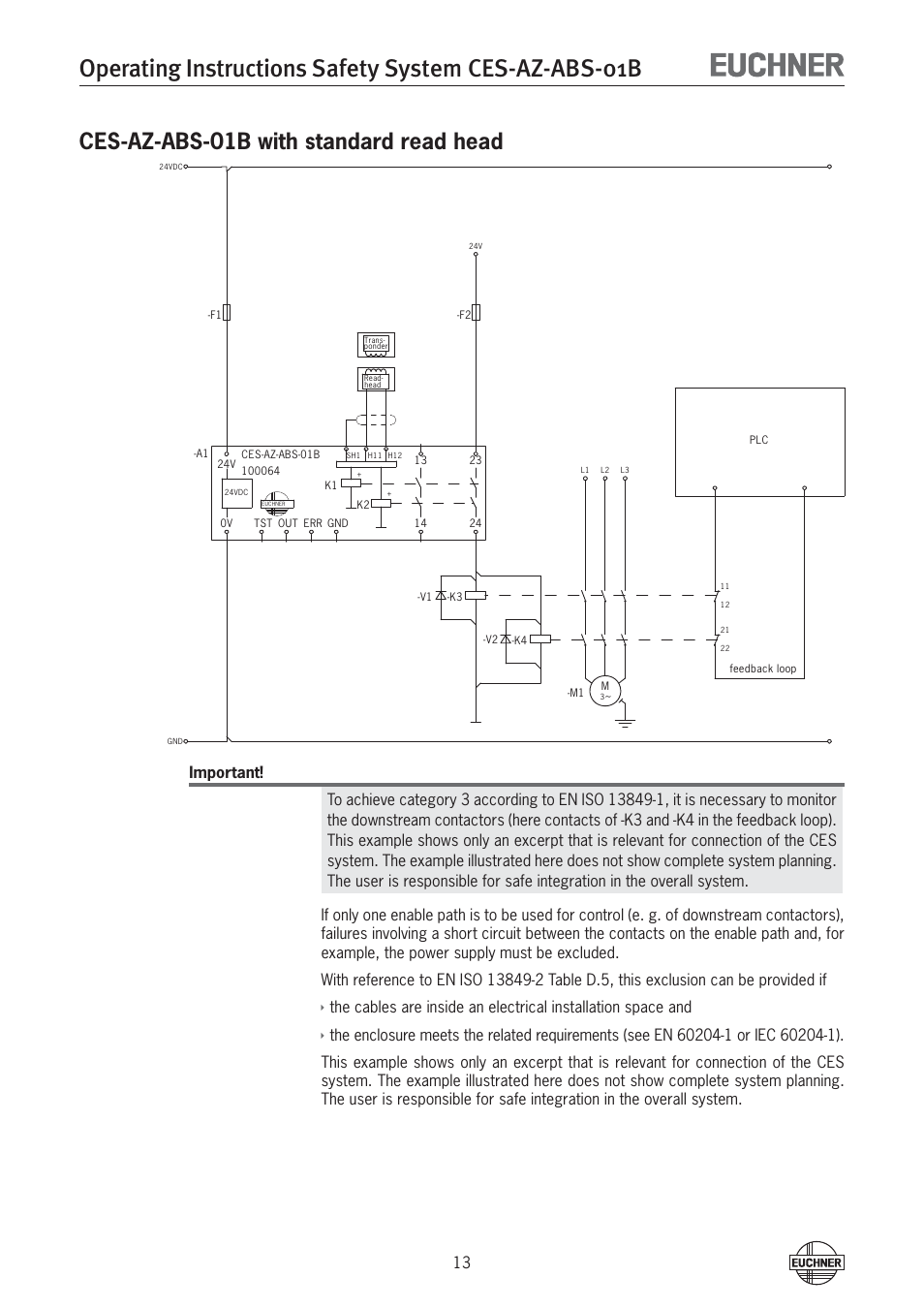 Ces-az-abs-01b with standard read head | EUCHNER CES-AZ-ABS-01B (Unicode) User Manual | Page 13 / 40