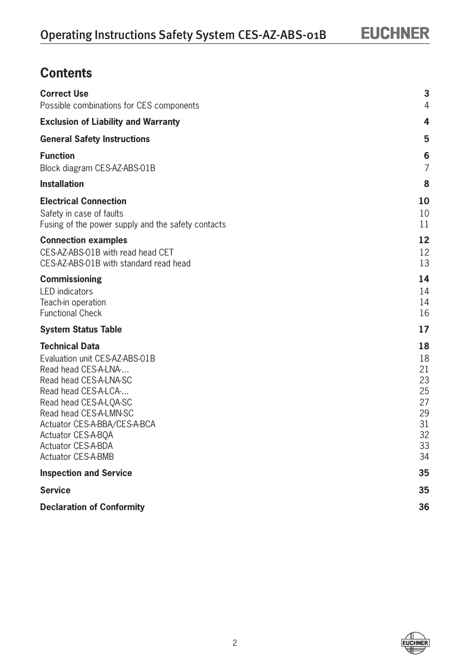 EUCHNER CES-AZ-ABS-01B (Unicode) User Manual | Page 2 / 40