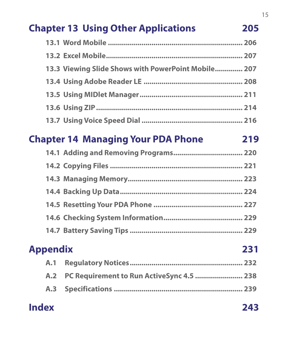 ArcSoft PDA Phone User Manual | Page 15 / 250