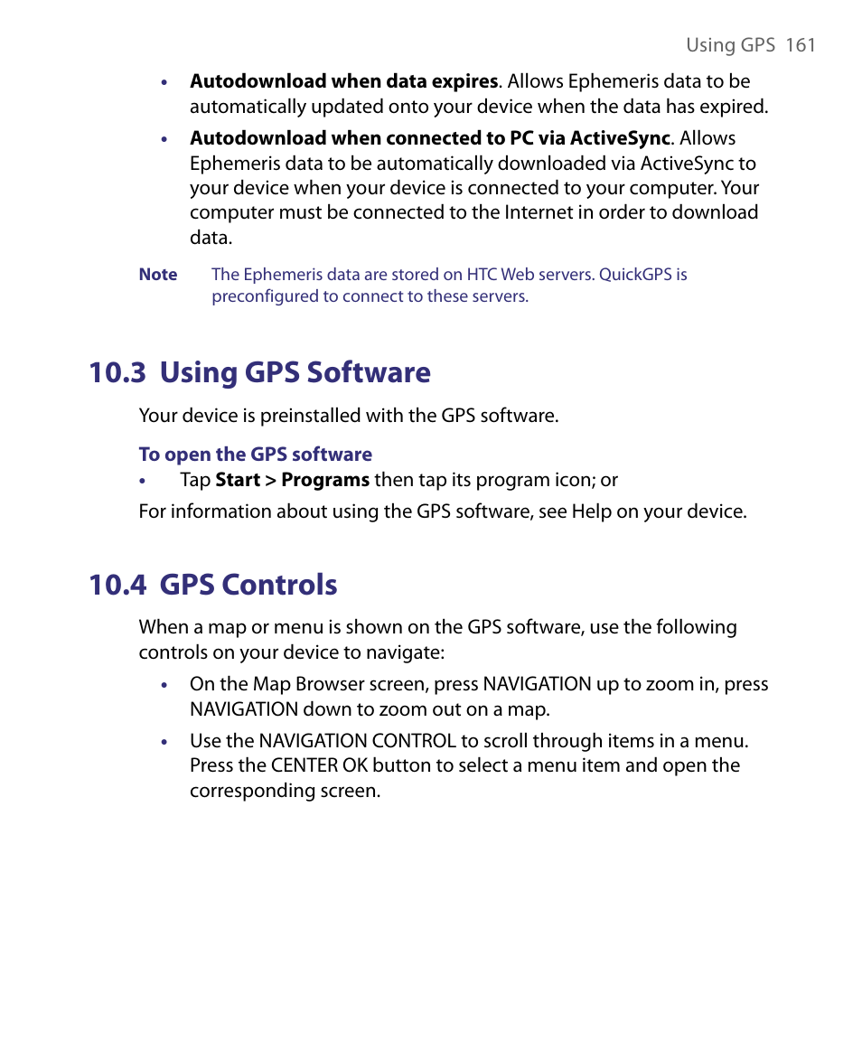 3 using gps software, 4 gps controls, 3 using gps software 10.4 gps controls | ArcSoft PDA Phone User Manual | Page 161 / 250