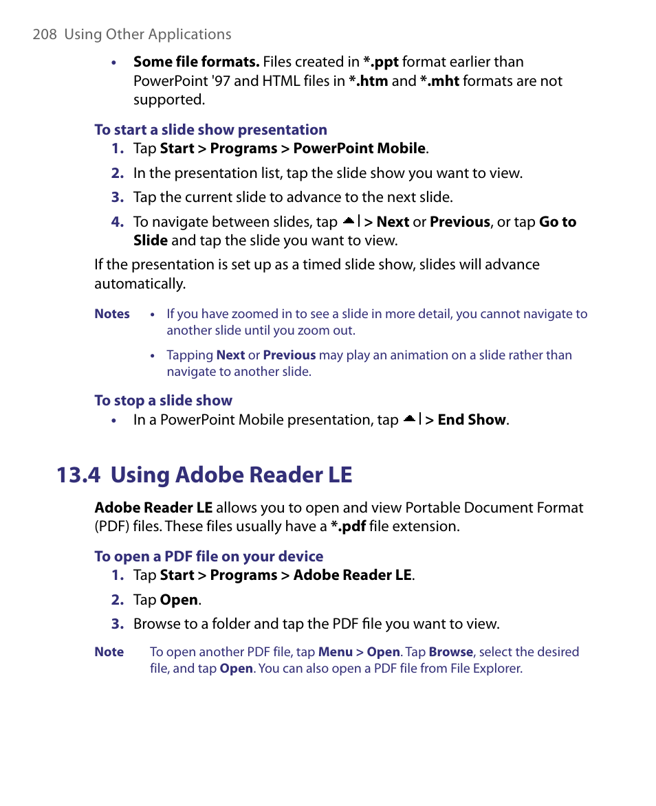4 using adobe reader le | ArcSoft PDA Phone User Manual | Page 208 / 250