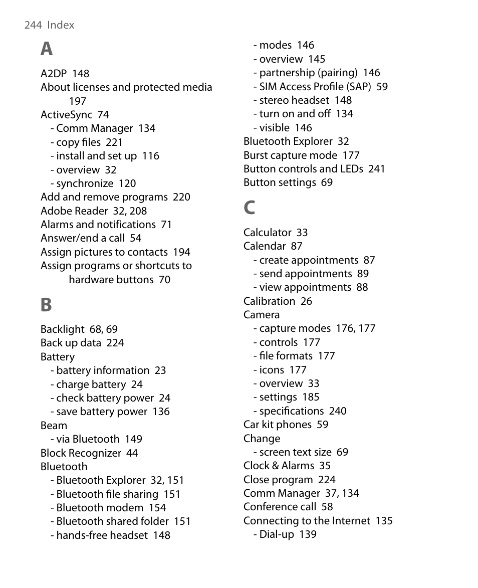 ArcSoft PDA Phone User Manual | Page 244 / 250