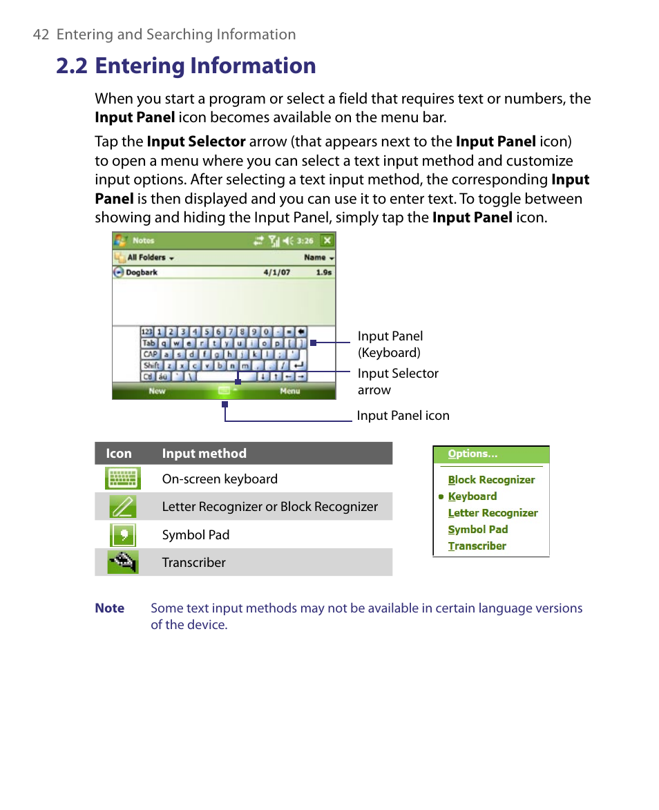2 entering information | ArcSoft PDA Phone User Manual | Page 42 / 250