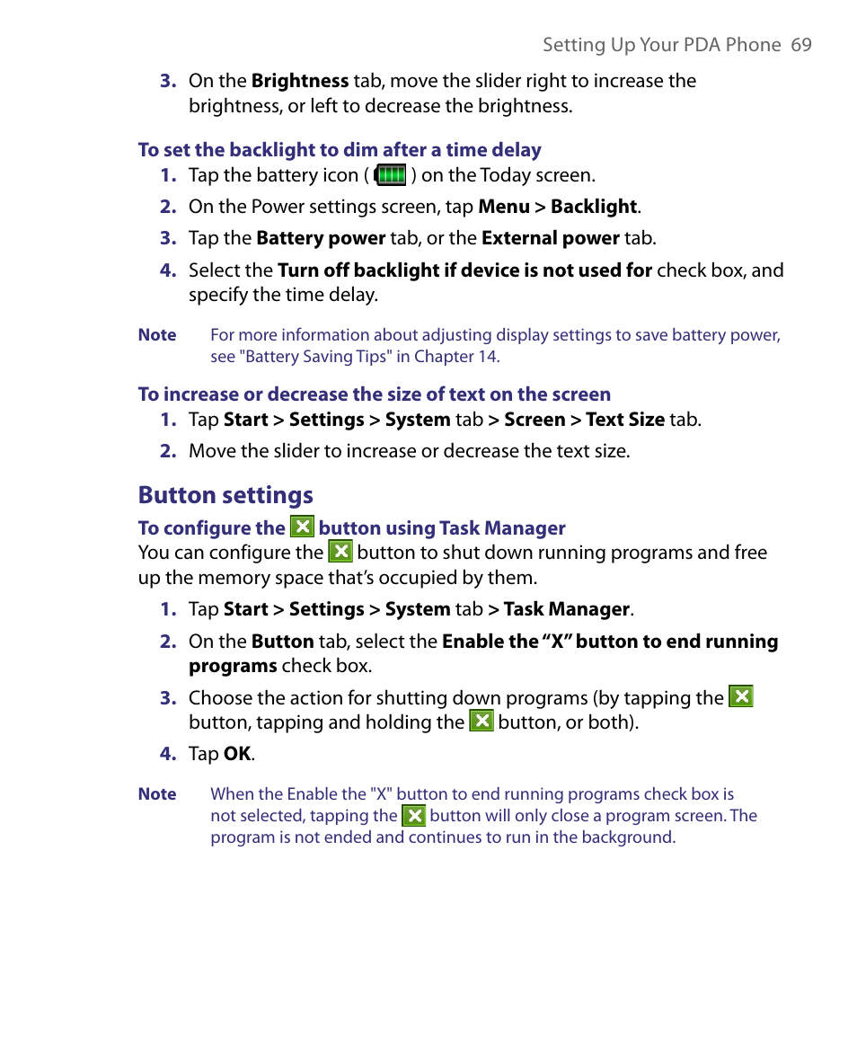 Button settings | ArcSoft PDA Phone User Manual | Page 69 / 250