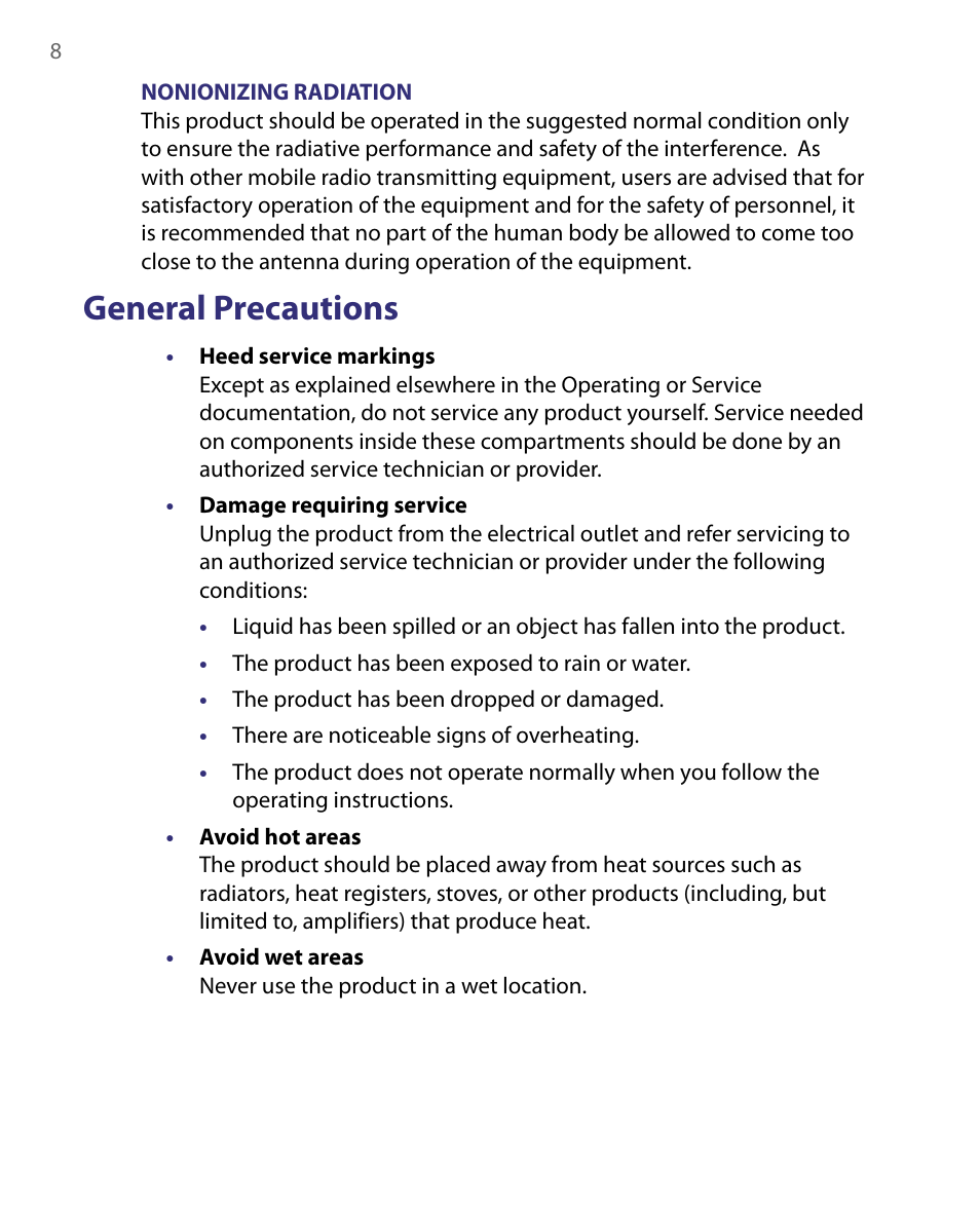 General precautions | ArcSoft PDA Phone User Manual | Page 8 / 250