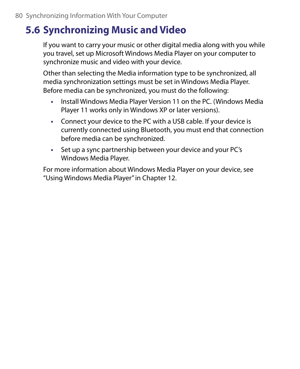 6 synchronizing music and video | ArcSoft PDA Phone User Manual | Page 80 / 250