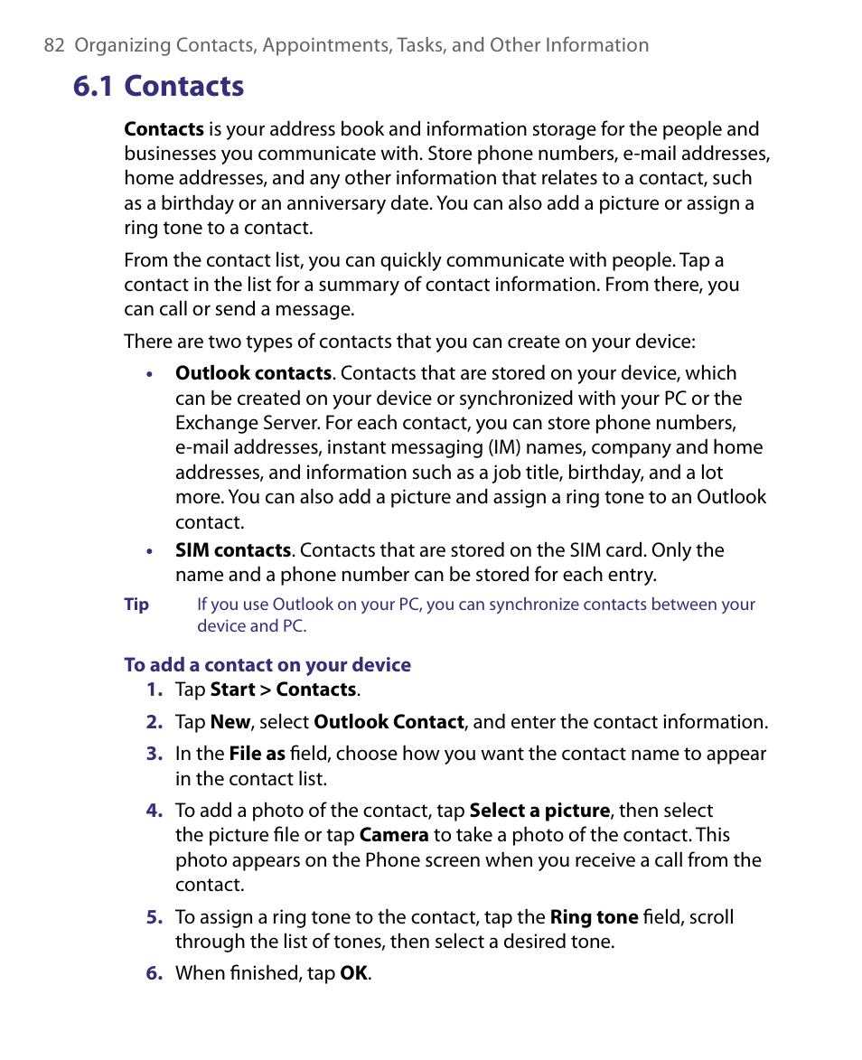 1 contacts | ArcSoft PDA Phone User Manual | Page 82 / 250