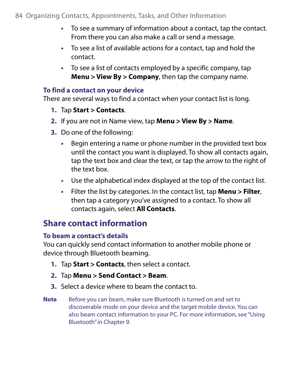 Share contact information | ArcSoft PDA Phone User Manual | Page 84 / 250