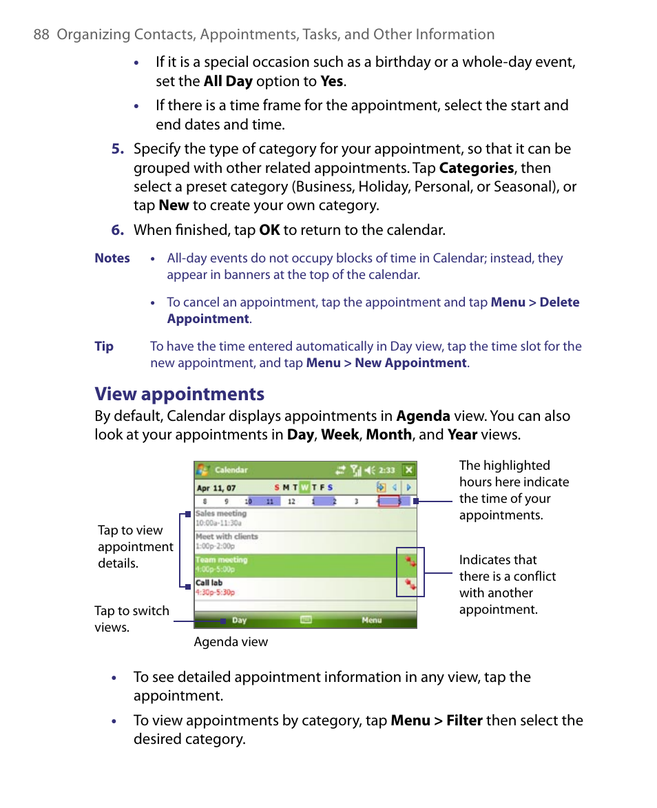 View appointments | ArcSoft PDA Phone User Manual | Page 88 / 250