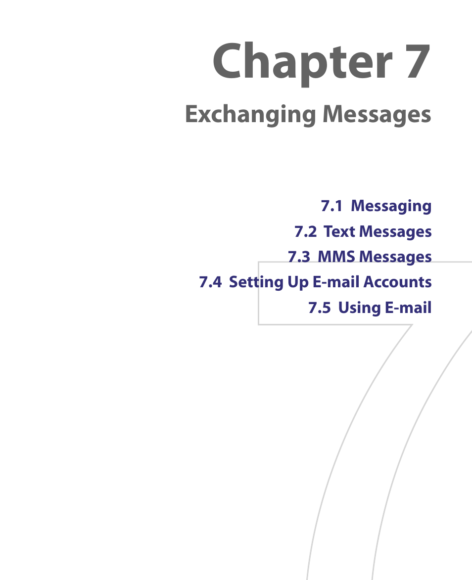 Chapter 7 exchanging messages, Chapter 7, Exchanging messages | ArcSoft PDA Phone User Manual | Page 97 / 250