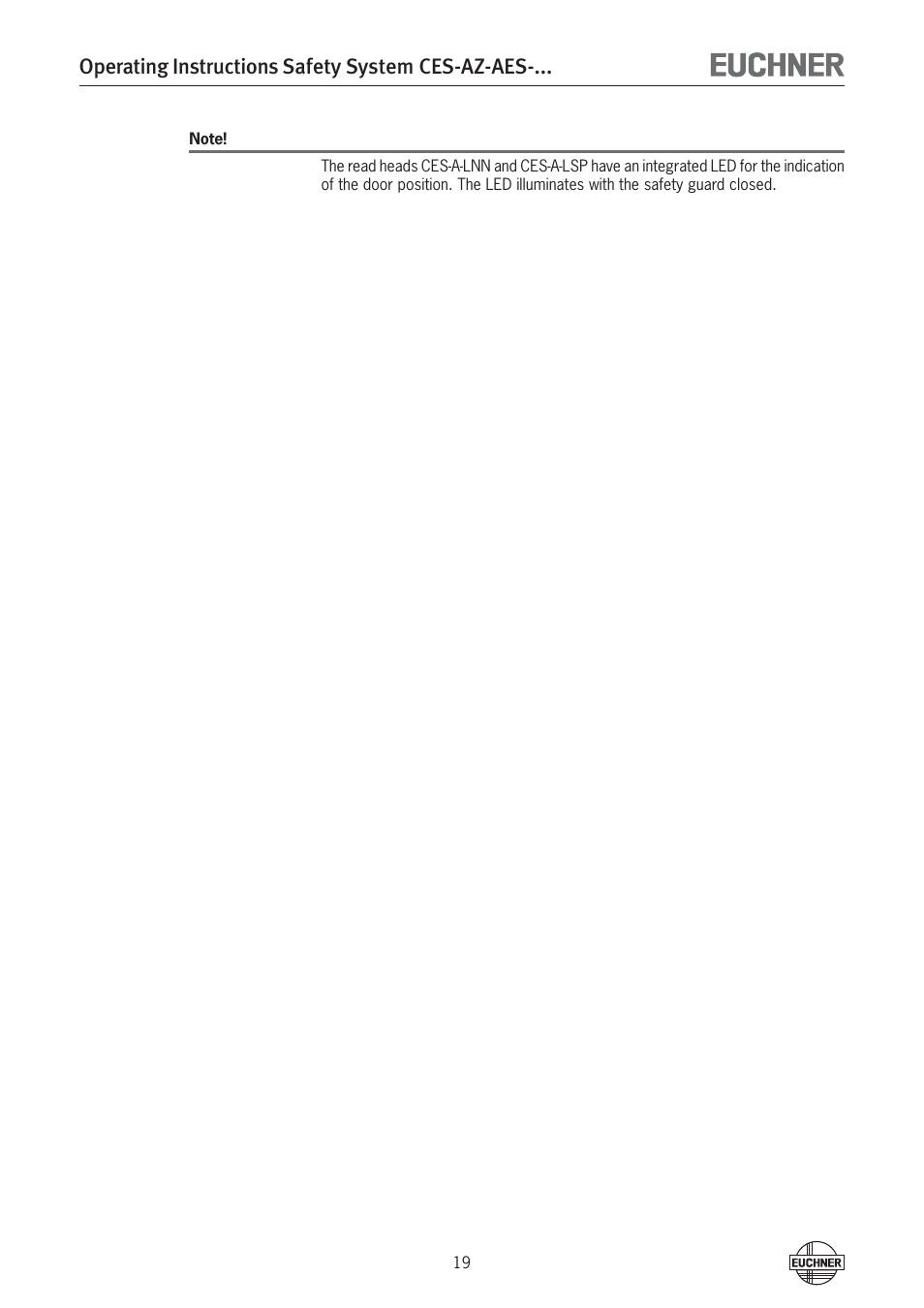 Operating instructions safety system ces-az-aes | EUCHNER CES-AZ-AES-xxx (Unicode) User Manual | Page 19 / 54