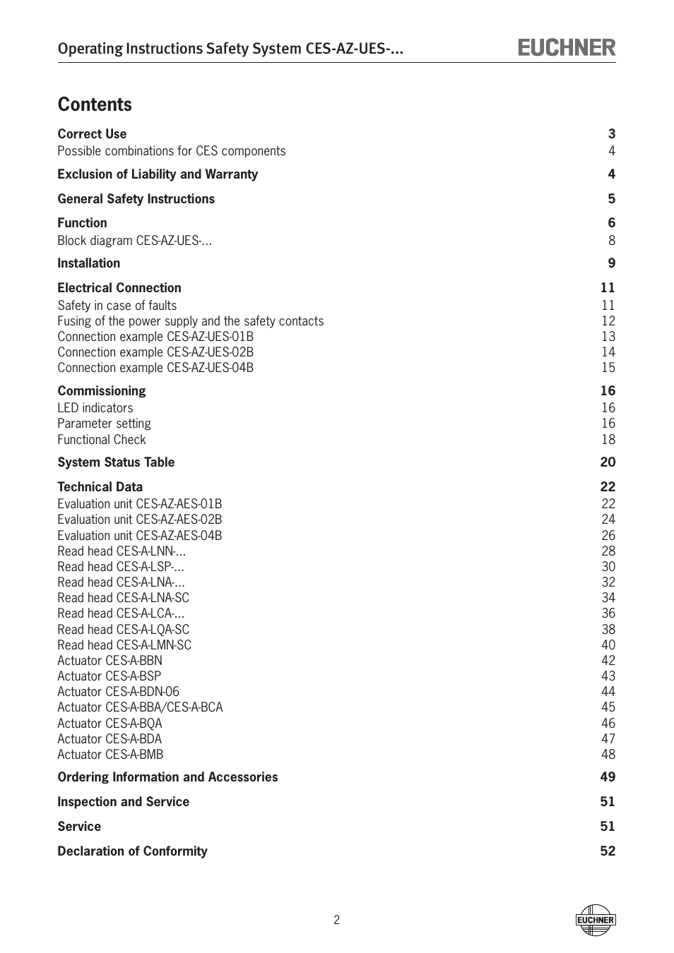 EUCHNER CES-AZ-UES-xxx (Multicode) User Manual | Page 2 / 56