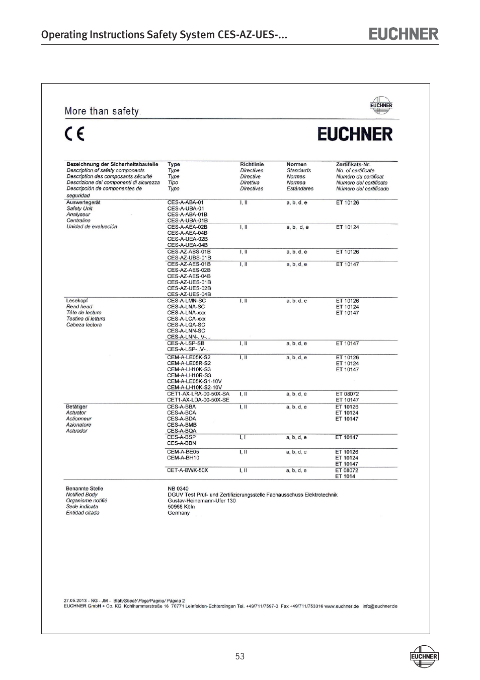 EUCHNER CES-AZ-UES-xxx (Multicode) User Manual | Page 53 / 56
