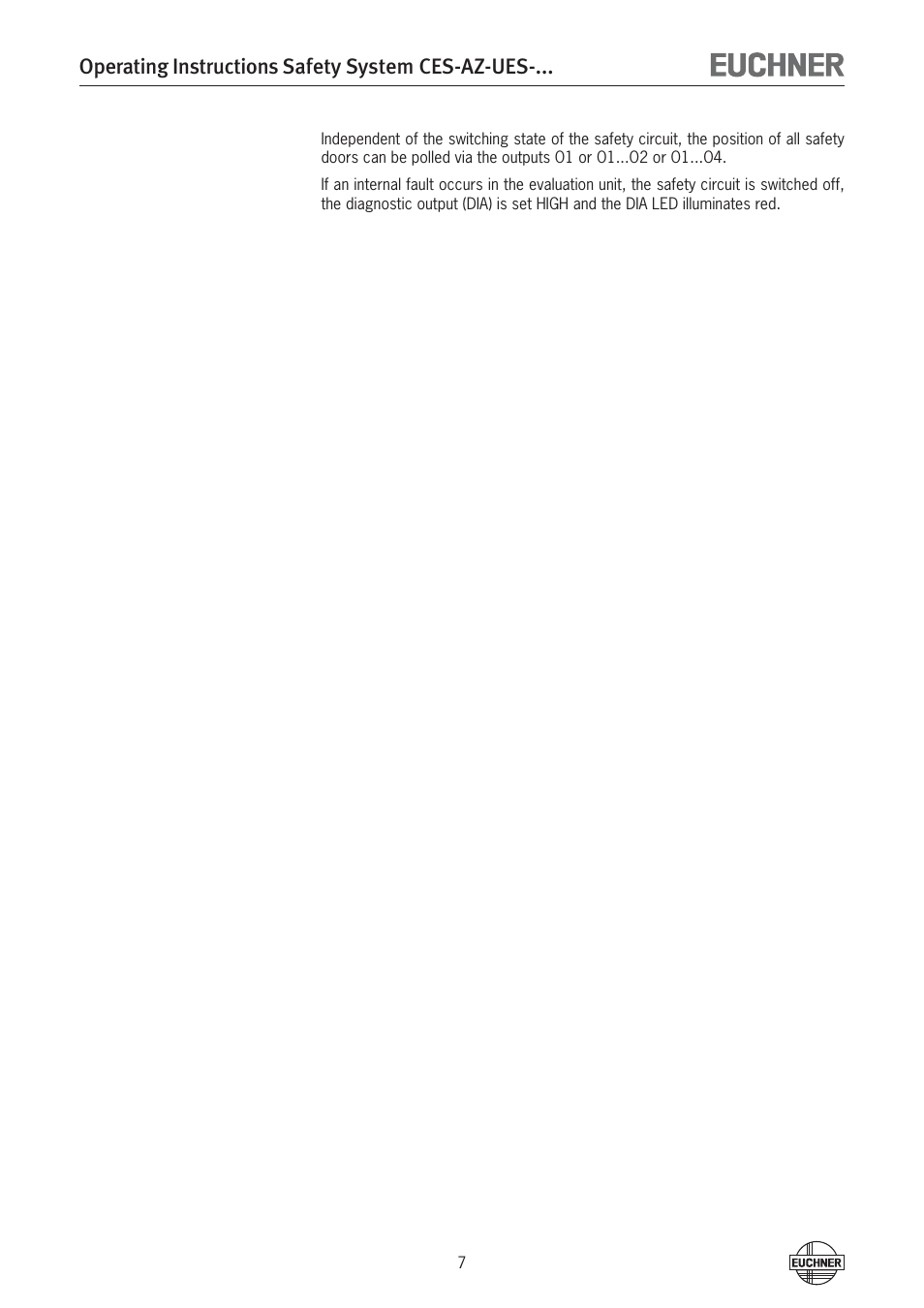 Operating instructions safety system ces-az-ues | EUCHNER CES-AZ-UES-xxx (Multicode) User Manual | Page 7 / 56