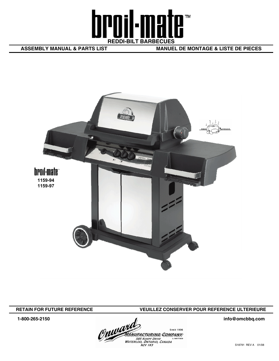 Broil-Mate Reddi-Bilt Barbecues 1159-97 User Manual | 12 pages