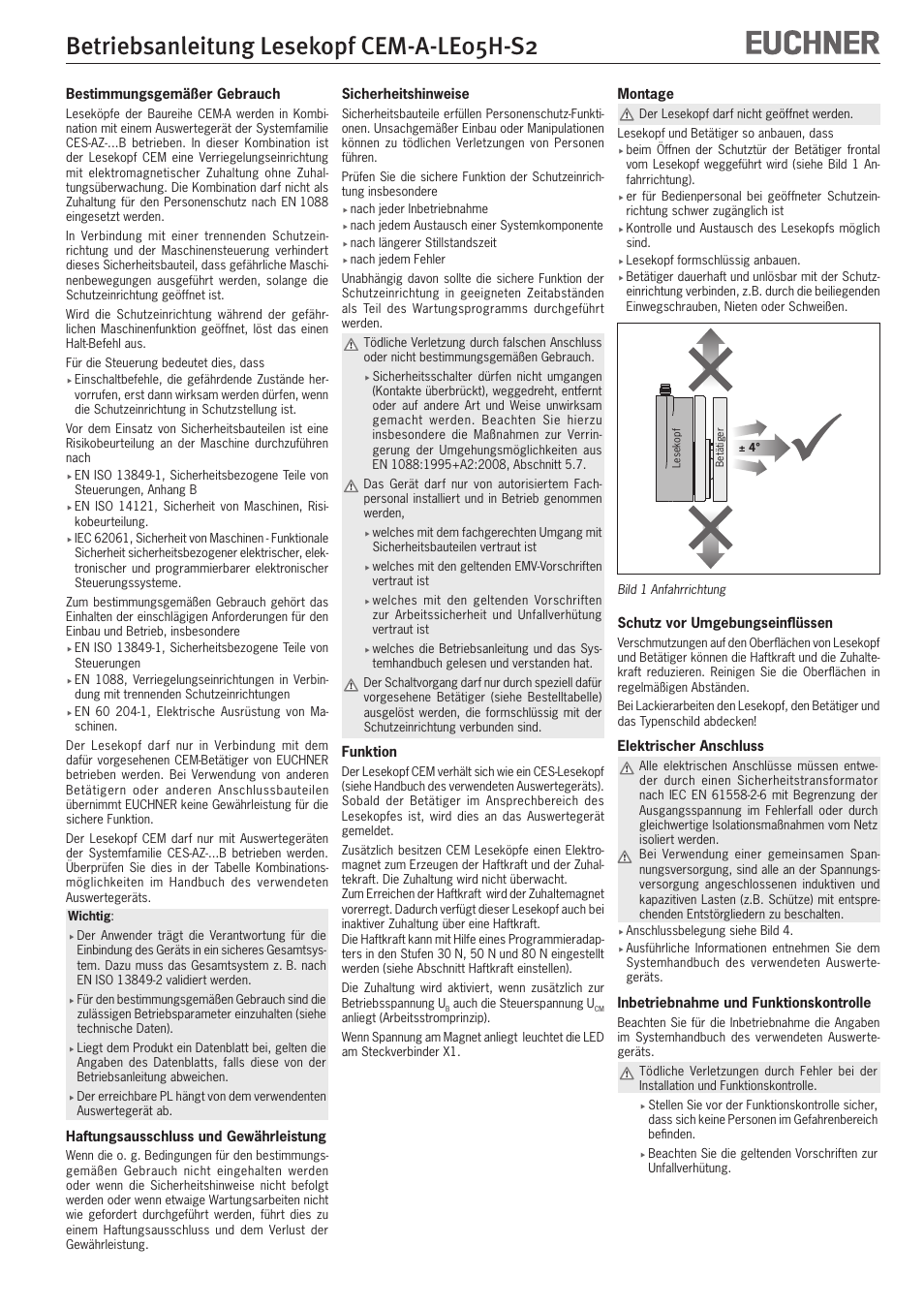 EUCHNER CEM-A-LE05H-S2 User Manual | 15 pages