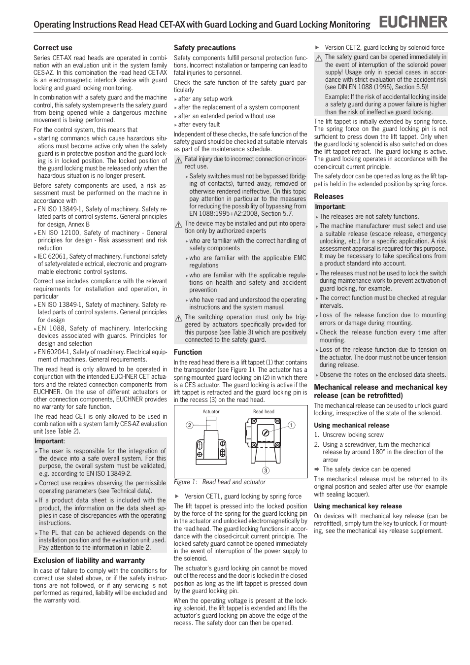 EUCHNER CET-AX User Manual | 7 pages