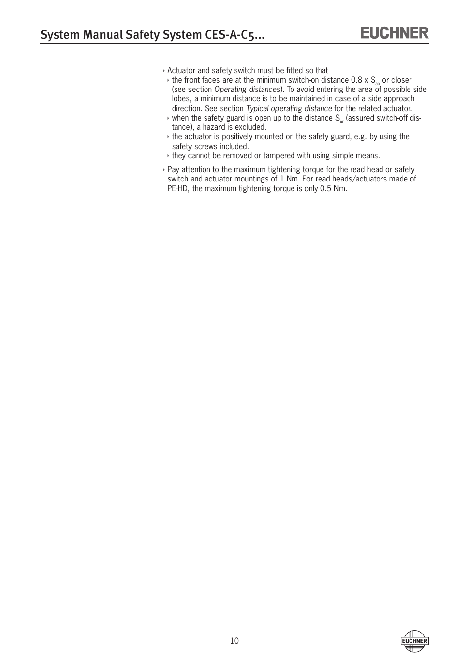 System manual safety system ces-a-c5 | EUCHNER CES-A-C5H-01 (Unicode) User Manual | Page 10 / 30