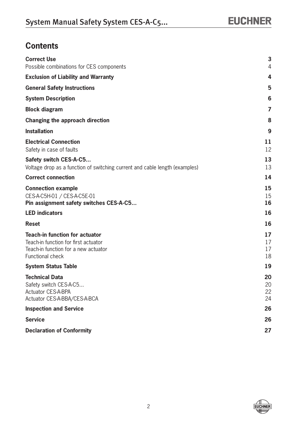 EUCHNER CES-A-C5H-01 (Unicode) User Manual | Page 2 / 30
