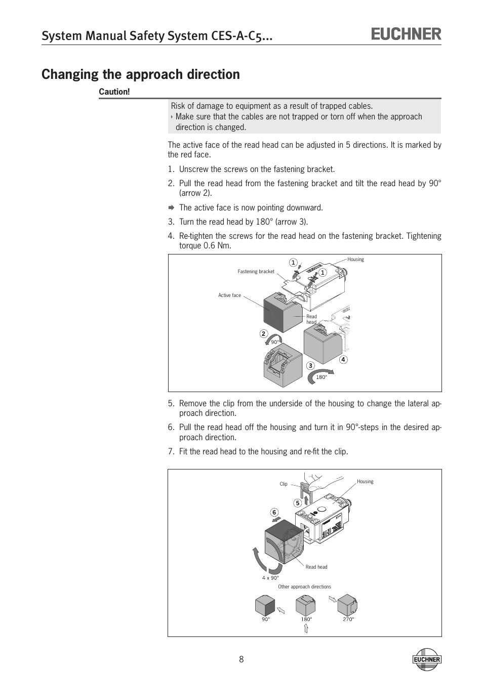 System manual safety system ces-a-c5, Changing the approach direction | EUCHNER CES-A-C5H-01 (Unicode) User Manual | Page 8 / 30