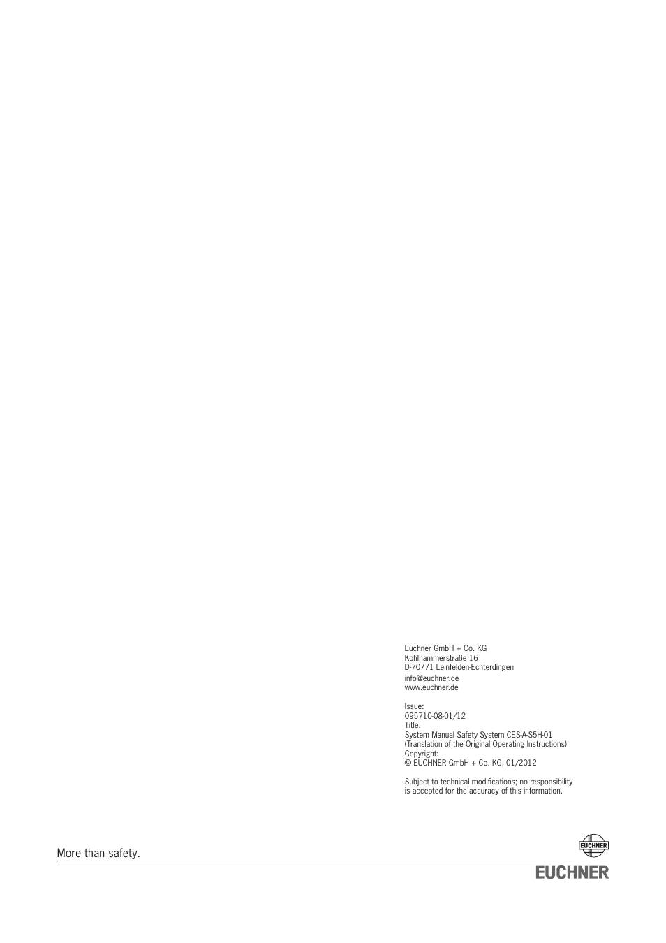 More than safety | EUCHNER CES-A-S5H-01 (Unicode) User Manual | Page 32 / 32