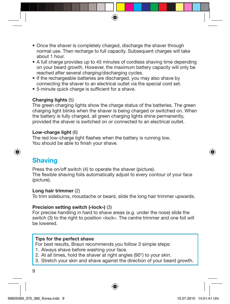 Shaving | Braun 360S-3 User Manual | Page 9 / 12