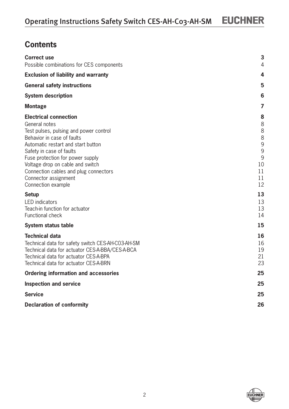 EUCHNER CES-AH-C03-AH-SM (Unicode) User Manual | Page 2 / 28