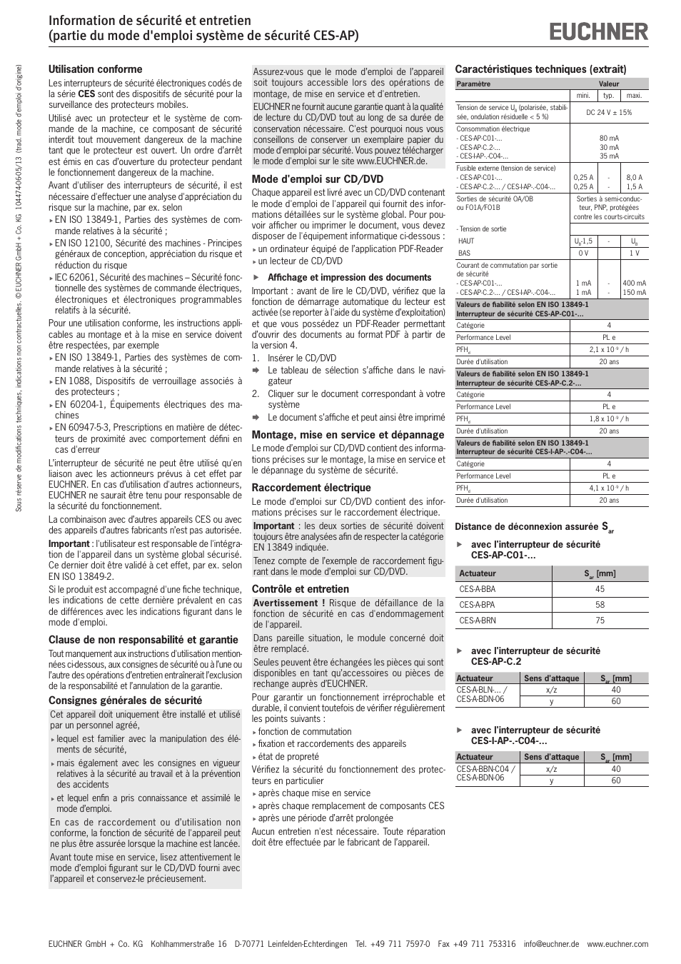 EUCHNER CES-AP User Manual | Page 3 / 6