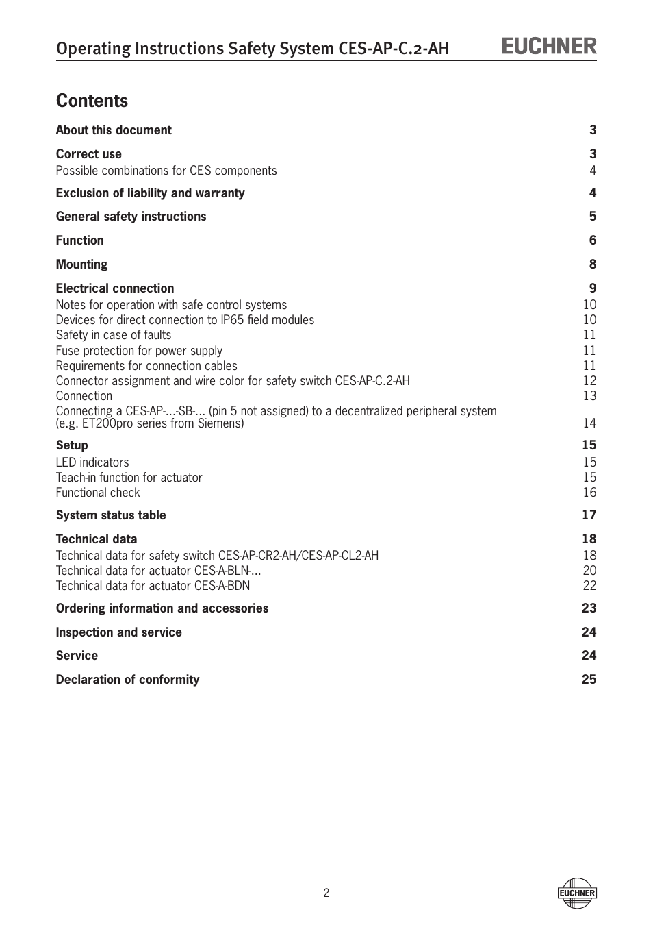 EUCHNER CES-AP-CL2-AH (Unicode) User Manual | Page 2 / 28