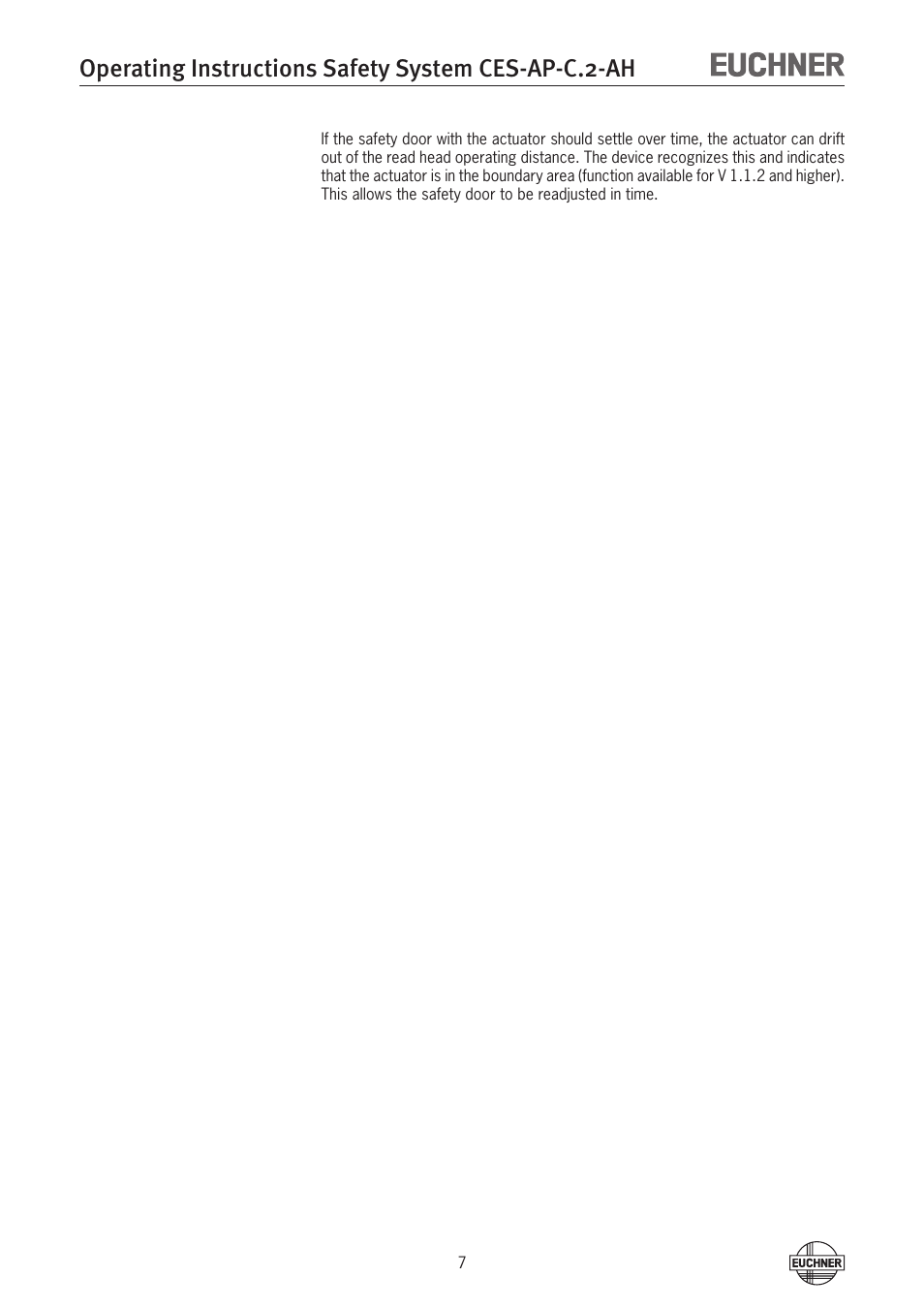 Operating instructions safety system ces-ap-c.2-ah | EUCHNER CES-AP-CL2-AH (Unicode) User Manual | Page 7 / 28